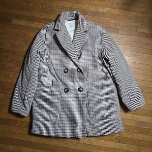 Madewell Plaid Double-Breasted Women's Padded Blazer Women's size M